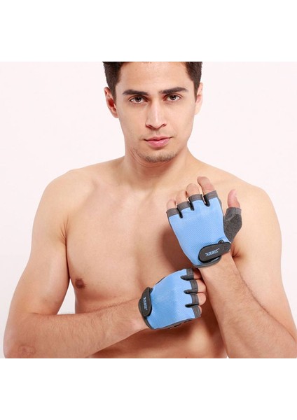 Mavi Stil L Boyutu 1 Çift Spor Salonu Spor Eldiveni Yarım Parmak El Koruyucu Nefes Kadın Erkek Bilek Halter Dişli Egzersiz Bisiklet Spor Salonu Eldiveni (Yurt Dışından)