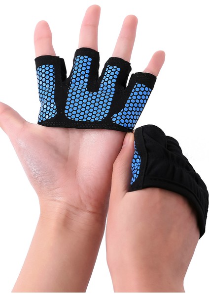 Mavi Stil 7-8cm Gym Fitness Yarım Parmak Eldiven Erkek Kadın Crossfit Egzersiz Eldiven Güç Ağırlık Kaldırma Vücut Geliştirme El Koruyucusu (Yurt Dışından)