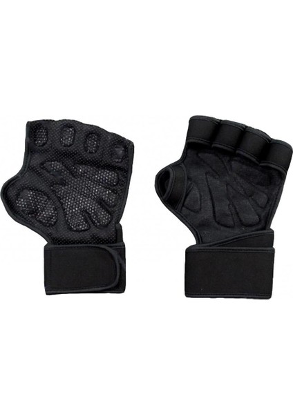 Siyah Stil Xl Boyutu Kaymaz Silikon Kalınlaşmış Bisiklet Fitness Bileklikli Yarım Parmak Eldiven (Yurt Dışından)