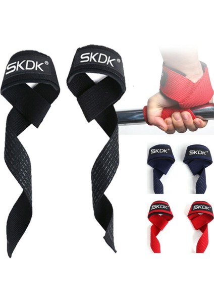 Siyah Stil Pamuk Sert Çekme Bilek Kaldırma Kayışları Neopren Yastıklı Bilek Yastıklı ve Kaymaz Silikonlu Halter Deadlift Kayışları (Yurt Dışından)