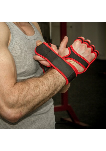 Kırmızı Stil L Boyutu Spor Salonu Halter Eldiveni Erkek Kadın Yarım Parmak Spor Spor Eldivenleri Bileklik Dambıl Yatay Çubuk Pull-Up Bilek Koruyucusu (Yurt Dışından)