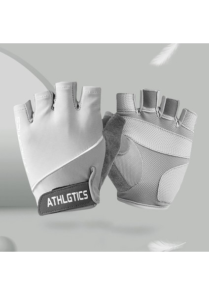 Gri Tarzı Loogdeel Yarım Parmak Halter Eldiveni Unisex Kaymaz Eğitim Aşınmaya Dayanıklı Dambıl Donanım Yatay Çubuk Spor Eldiven (Yurt Dışından)