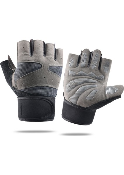 Gri Tarzı L Boyutu Kadın Vücut Geliştirme Spor Eldiven Ağır Egzersiz Kaymaz Yarım Parmak Eldiven Erkekler Spor Spor Eğitim Eldiven El Koruyucu (Yurt Dışından)