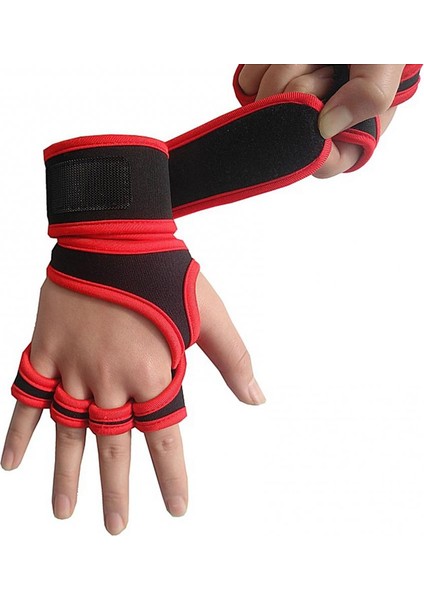 Kırmızı Stil L Boyutu Yarım Parmak Bilek Wrap Ağırlık Kaldırma Eldiveni Fitness Spor Vücut Geliştirme Jimnastik Sapları Spor El Palm Bilek Koruyucu Eldiven (Yurt Dışından) modelleri