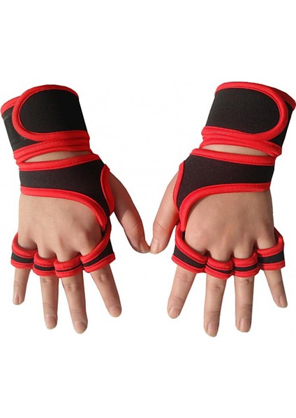Kırmızı Stil L Boyutu Yarım Parmak Bilek Wrap Ağırlık Kaldırma Eldiveni Fitness Spor Vücut Geliştirme Jimnastik Sapları Spor El Palm Bilek Koruyucu Eldiven (Yurt Dışından) fırsatları