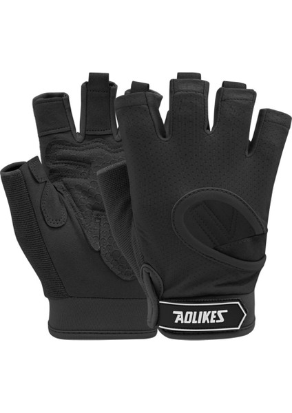 Siyah Stil M Boyutu Kadın Spor Eldiven Nefes Yarım Parmak Yoga Egzersiz Eldivenleri Kaymaz Etiket Şok Emme Koruma Eğitim Ekipmanları (Yurt Dışından)