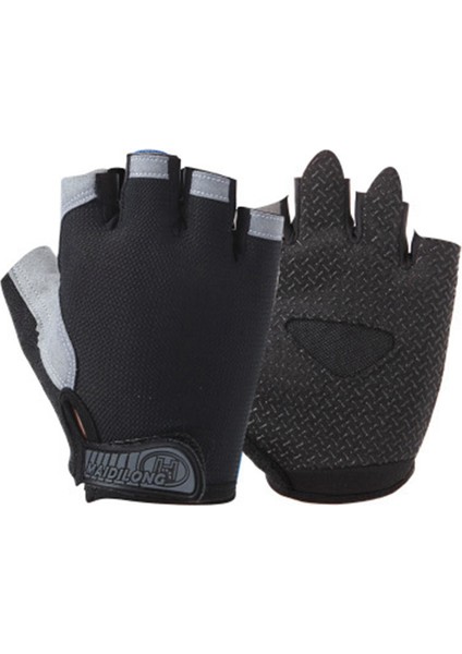 Siyah Stil L Boyutu Yaz Erkek Kadın Spor Eldiven Spor Salonu Halter Bisiklet Yoga Vücut Geliştirme Eğitimi Ince Nefes Alabilen Kaymaz Yarım Parmak Eldiven (Yurt Dışından)