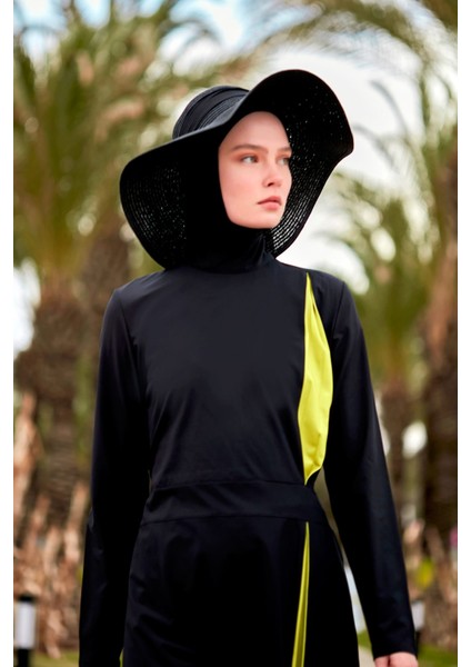 Tam Kapalı Tesettür Mayo Polyester Desenli Yazlık Kadın M 4 Parça Siyah fiyatları