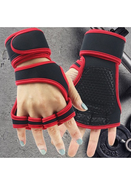 Kırmızı Stil M Boyutu Ağırlık Kaldırma Spor Eldiveni Bilek Sararlı Silikon Jel Tam Palm Koruma Spor Salonu Egzersiz Eldiveni Güç Kaldırma Ekipmanları (Yurt Dışından)