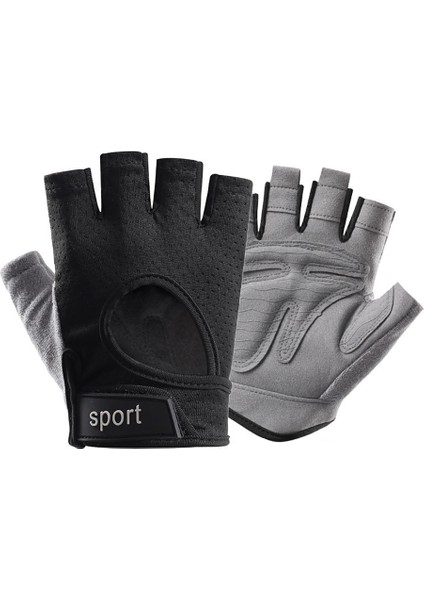 Siyah Stil L Boyutu Gobygo Yarım Parmak Halter Spor Eldivenleri Dambıl Eğitim Bilek Muhafızları Kaymaz Nefes Eldiven Palm Bisiklet Sporları (Yurt Dışından)