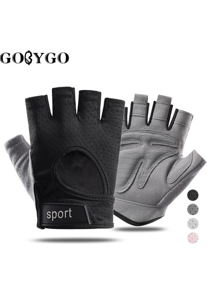 Siyah Stil L Boyutu Gobygo Yarım Parmak Halter Spor Eldivenleri Dambıl Eğitim Bilek Muhafızları Kaymaz Nefes Eldiven Palm Bisiklet Sporları (Yurt Dışından) indirimleri