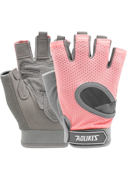Pembe Tarzı L Boyutu Kadın Vücut Geliştirme Eldiveni Kaymaz Yarım Parmak Halter Eldiveni Etiket Yumuşak Şok Emme Koruma Eğitim Ekipmanları (Yurt Dışından)