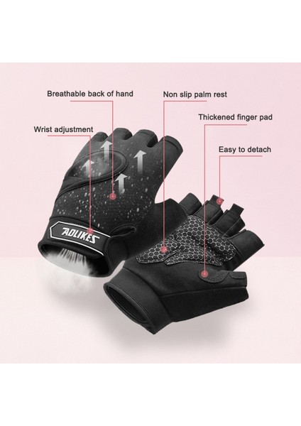 Pembe Tarzı L Boyutu Kadın Vücut Geliştirme Eldiveni Kaymaz Yarım Parmak Halter Eldiveni Etiket Yumuşak Şok Emme Koruma Eğitim Ekipmanları (Yurt Dışından) fırsatları