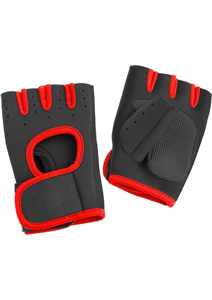 Kırmızı Stil S Boyutu Yarım Parmak Spor Eldiven Ağırlık Kaldırma Spor Eldiven Açık Spor Bisiklet Nefes Şok Emme Egzersiz Spor Eldiven (Yurt Dışından)