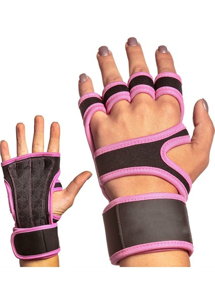 Pembe Tarzı L Boyutu Spor Salonu Halter Eldiveni Erkek Kadın Yarım Parmak Spor Spor Eldivenleri Bileklik Dambıl Yatay Çubuk Pull-Up Bilek Koruyucusu (Yurt Dışından)