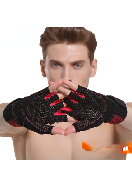 Kırmızı Stil M Boyutu Spor Fitness Eldivenleri Yarım Parmak Nefes Spor Salonu Halter Eldivenleri Dambıl Egzersiz Powerlifting Ekipmanları (Yurt Dışından) fiyatları