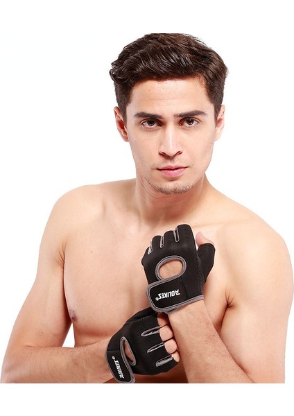 Gri Tarzı M Boyutu 1 Çift Erkek Kadın Spor Salonu Yarım Parmak Spor Fitness Egzersiz Eğitimi Bilek Eldiven Kaymaz Direnç Halter Eldiveni (Yurt Dışından)