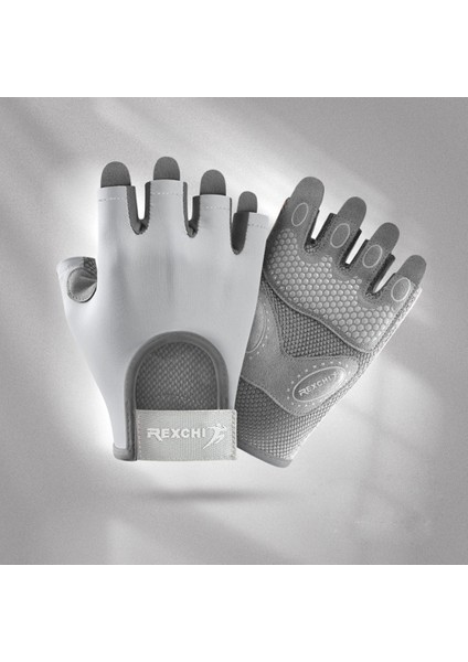 Gri Tarzı L Boyutu 1 Çift Spor Eldiven Kadınlar Için Yarım Parmak Spor Ağırlık Kaldırma Vücut Geliştirme Eğitimi Spor Egzersiz Kaymaz Bisiklet Eldiven F04 (Yurt Dışından)