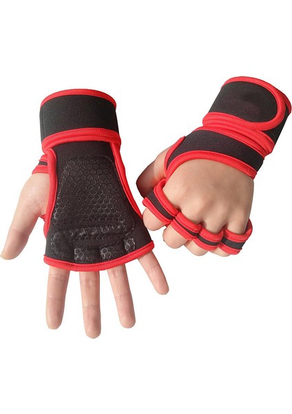 Kırmızı Stil L Boyutu Erkek Kadın Halter Eğitim Eldiven Spor Dambıl Halter Crossfit Vücut Geliştirme Jimnastik Spor Salonu El Bilek Palm Koruyucu (Yurt Dışından)