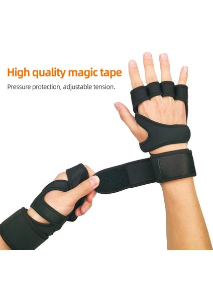 L Tarzı Siyah 1 Çift Kaymaz Ağırlık Kaldırma Yarım Parmak Eldiven Ayarlanabilir Cırt Cırt Bağlantı Elemanları Spor Salonu El Bilek Avuç Içi Koruyucu Eldiven (Yurt Dışından) fırsatları