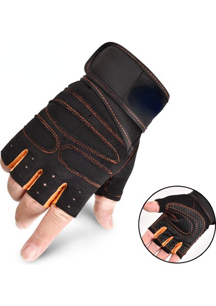 Turuncu Tarzı L Boyutu Spor Salonu Eldivenleri Ağır Spor Egzersiz Ağırlık Kaldırma Eldivenleri Vücut Geliştirme Eğitimi Spor Spor Yarım Parmak Eldiven Unisex Için (Yurt Dışından)