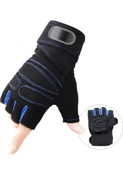 Mavi Stil M Boyutu Bisiklet Eldiveni Kaymaz Anti-Ter Erkek Kadın Yarım Parmak Eldiven Nefes Anti-Şok Spor Eldiven Bisiklet Bisiklet Eldiveni (Yurt Dışından)