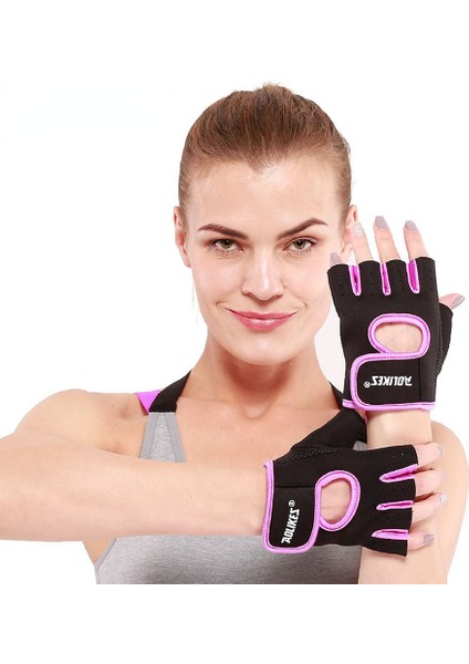 Lavanta Tarzı L Boyutu 1 Çift Erkek Kadın Spor Salonu Yarım Parmak Spor Fitness Egzersiz Eğitimi Bilek Eldiven Kaymaz Direnç Halter Eldiveni (Yurt Dışından)