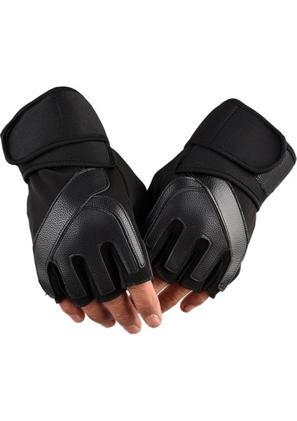 Siyah Stil 1 Çift Ağırlık Kaldırma Eğitim Eldivenleri Yarım Parmak Eldiven Fitness Spor Vücut Geliştirme Jimnastik Sapları Spor Salonu Avuç Içi Koruyucu Eldiven (Yurt Dışından)