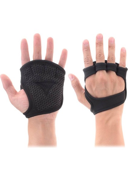 Siyah Stil S Boyutu Halter Spor Eldivenleri El Palm Koruyucu Nefes Yarım Parmak Eldiven Çapraz Eğitim Bisiklet Dambıl Sapları Pedleri (Yurt Dışından)