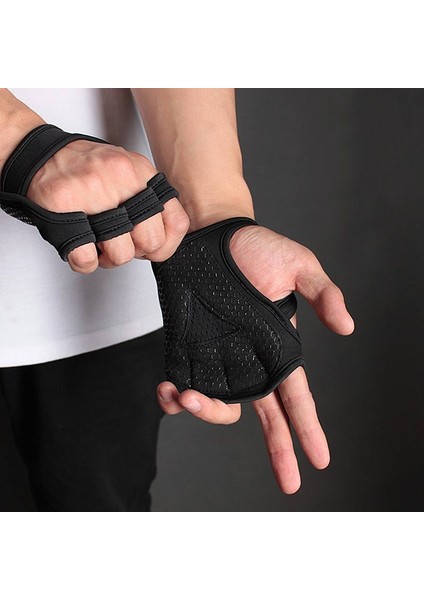 Siyah Stil S Boyutu Halter Spor Eldivenleri El Palm Koruyucu Nefes Yarım Parmak Eldiven Çapraz Eğitim Bisiklet Dambıl Sapları Pedleri (Yurt Dışından) fiyatları