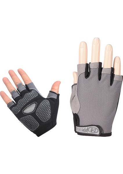 Gri Tarzı L Boyutu Unisex Spor Salonu Fitness Ağırlık Kaldırma Eldivenleri, Vücut Geliştirme Eğitimi Spor Egzersiz Eldivenleri, Nefes Alabilen Kaymaz Yarım Parmak Eldiven (Yurt Dışından)