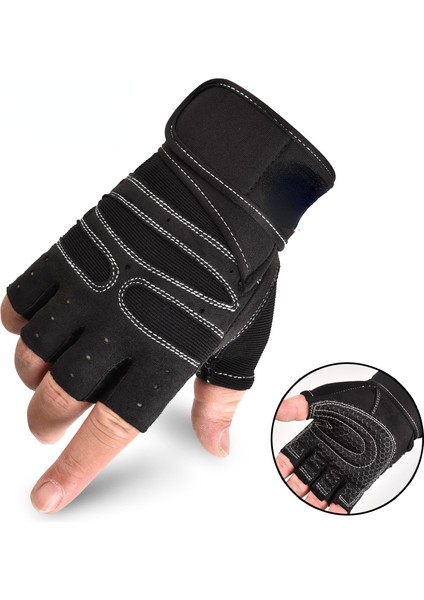 Beyaz Stil L Boyutu Spor Salonu Eldivenleri Ağır Spor Egzersiz Ağırlık Kaldırma Eldivenleri Vücut Geliştirme Eğitimi Spor Spor Yarım Parmak Eldiven Unisex Için (Yurt Dışından)