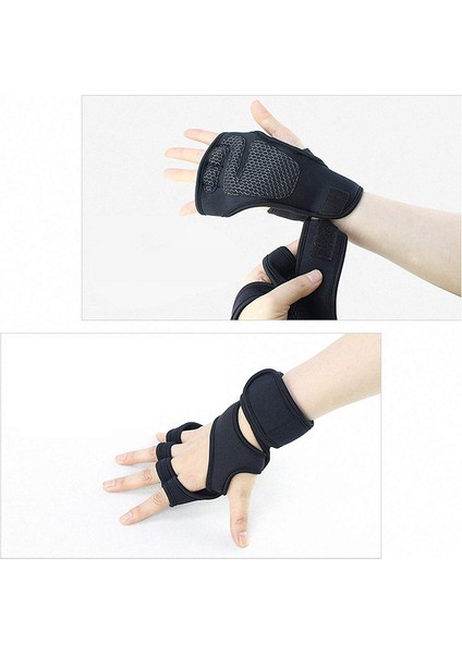 Siyah Stil L Boyutu Ağırlık Kaldırma Eğitim Eldivenleri Unisex Fitness Spor Vücut Geliştirme Spor Salonu Sapları Kolu El Palm Koruyucu Yarım Parmak Anti-Skid (Yurt Dışından) fırsatları