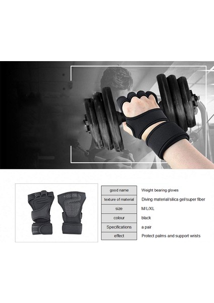 Siyah Stil L Boyutu Ağırlık Kaldırma Eğitim Eldivenleri Unisex Fitness Spor Vücut Geliştirme Spor Salonu Sapları Kolu El Palm Koruyucu Yarım Parmak Anti-Skid (Yurt Dışından) indirimleri