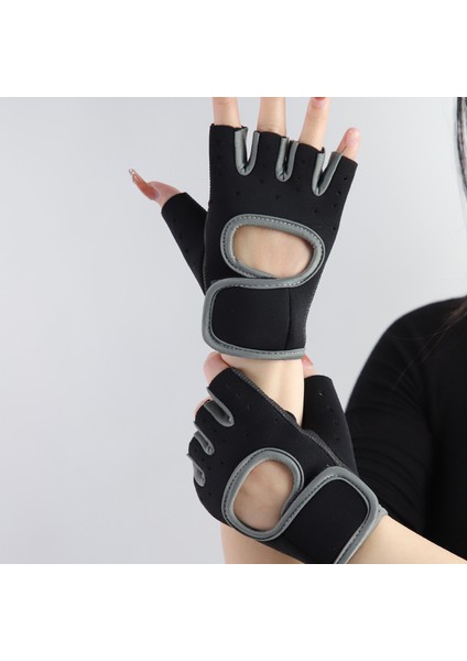 H Tarzı L Boyutu Halter Eğitimi Kaymaz Eldiven Dambıl Spor Spor Nefes Şok Emici Yarım Parmak Eldiven Erkekler ve Kadınlar Için (Yurt Dışından)