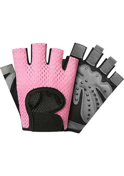 Pembe Tarzı M Boyutu Profesyonel Spor Eldiven Halter Eğitim Eldiven Erkek Kadın Yarım Parmak Yoga Spor Salonu El Bilek Koruyucu Eldiven (Yurt Dışından)