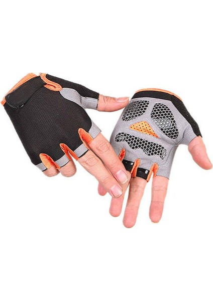 Gri Tarzı L Boyutu Döngüsü Yarım Parmak Açık Spor Sürme Spor Eldiven Kaymaz Parmaksız Nefes Koruyucu Bisiklet Eldiven Spor Eldiven (Yurt Dışından)