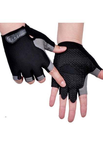 Siyah Stil Xl Boyutu Spor Eldiveni Halter Spor Erkek Kadın Eğitim Kaymaz Avuç Içi Koruyucu Nefes Parmaksız Bisiklet Bisiklet Bisiklet Eldiveni (Yurt Dışından)