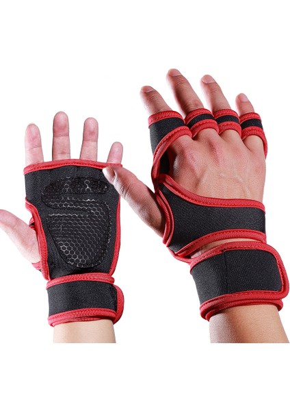 Kırmızı Stil Xl Boyutu Spor Halter Koruyucu Eldiven Yeni Profesyonel Spor Bileklik Eğitim Basınçlı Genişletilmiş Bandaj Eldiven (Yurt Dışından)