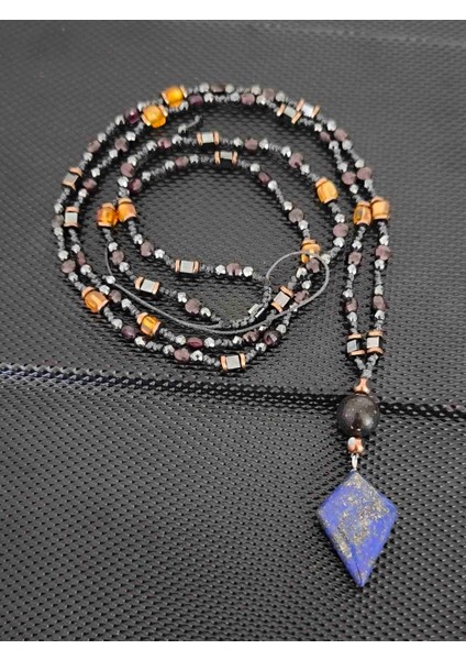 Sertifikalı Baltık Damla Kehribar-Garnet-Opal-Lapis Kolye