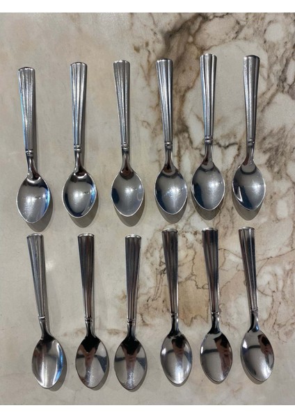 12 Adet Paslanmaz Çelik Lüx Çay Kaşığı