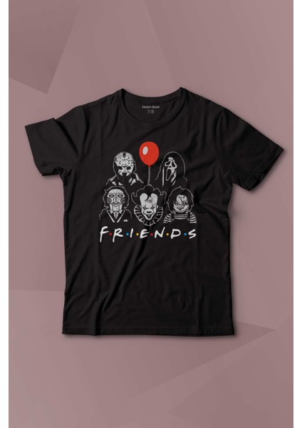 Korku Film Friends Halloween Cadılar Bayramı Baskılı Çocuk Tişört Kısa Kollu