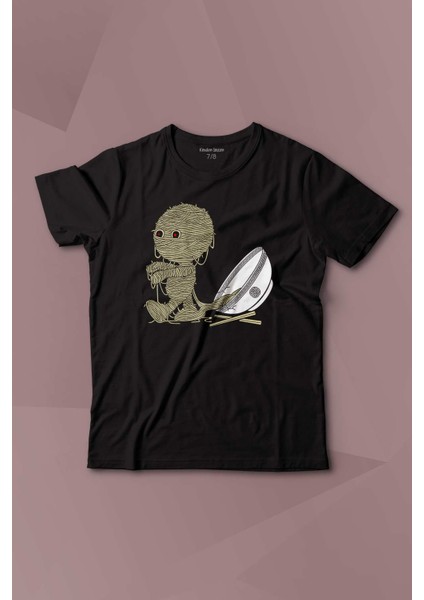 Noodle Mummy Mumya Totem Komik Baskılı Çocuk Tişört Kısa Kollu