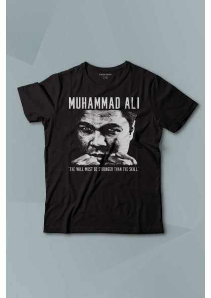 Muhammed Ali Box The Will Must Be Stronger Than The Skill Baskılı Çocuk Tişört Kısa Kollu