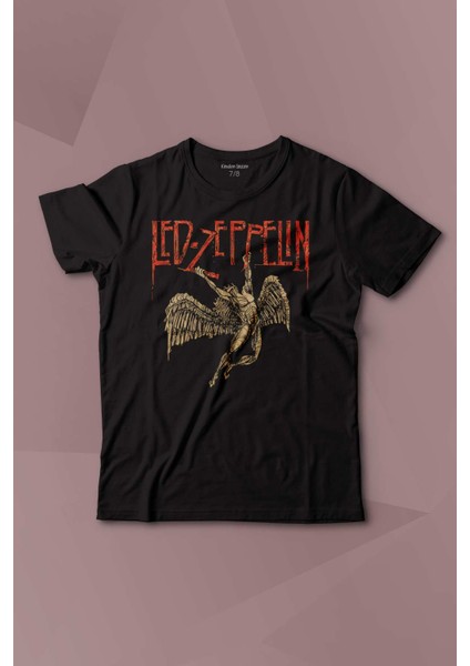 LED Zeppelin Falling Angel Rock Music Baskılı Çocuk Tişört Kısa Kollu