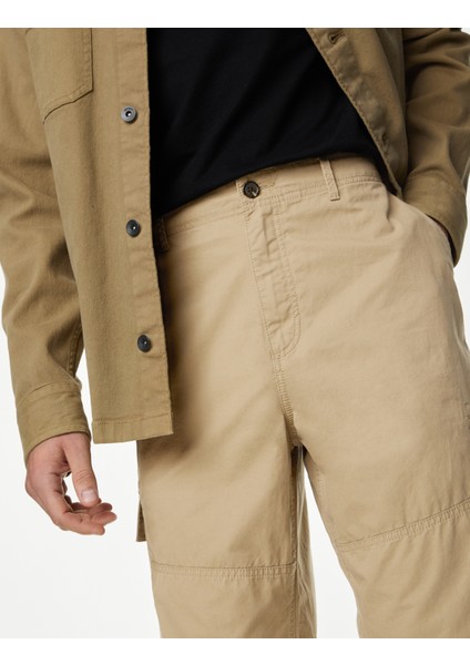 Saf Pamuklu Loose Fit Kargo Pantolon fırsatları