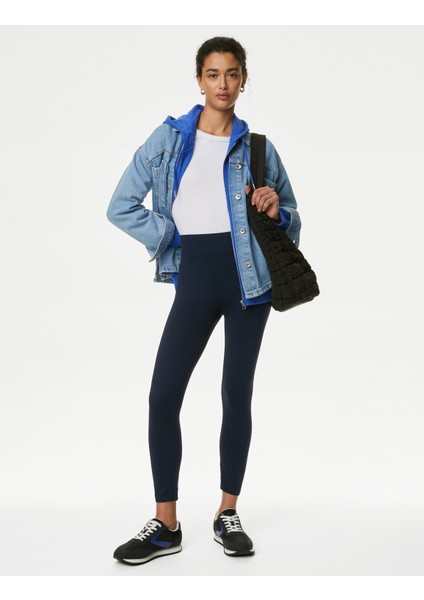 Skinny Fit Yüksek Bel Crop Tayt