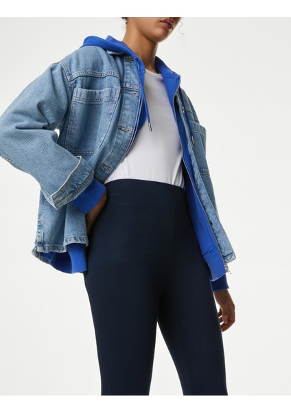 Skinny Fit Yüksek Bel Crop Tayt