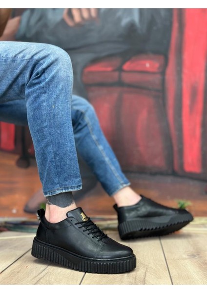 Ba8104 Boa Yüksek Siyah Taban Siyah Cilt Bağcıklı Erkek Ayakkabı fırsatları