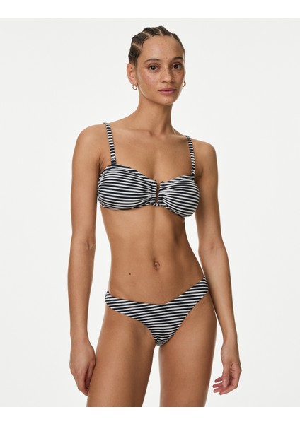 Çizgili Bandeau Bikini Üstü